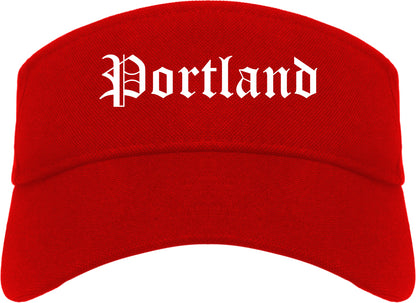 Portland Indiana IN Old English Mens Visor Cap Hat Red