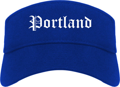 Portland Indiana IN Old English Mens Visor Cap Hat Royal Blue