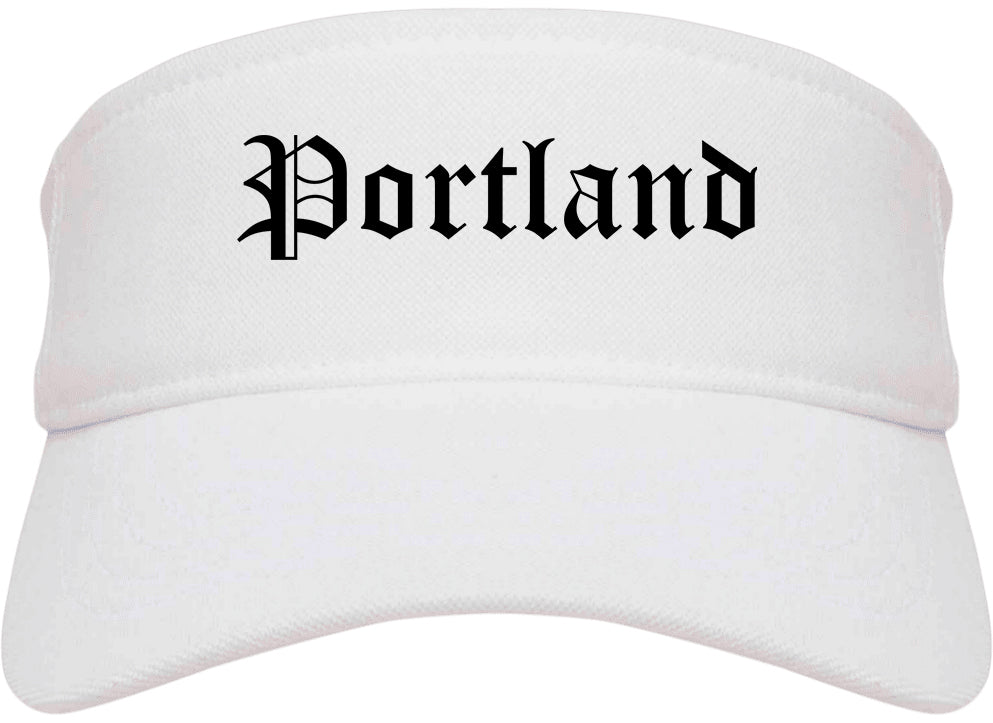 Portland Indiana IN Old English Mens Visor Cap Hat White