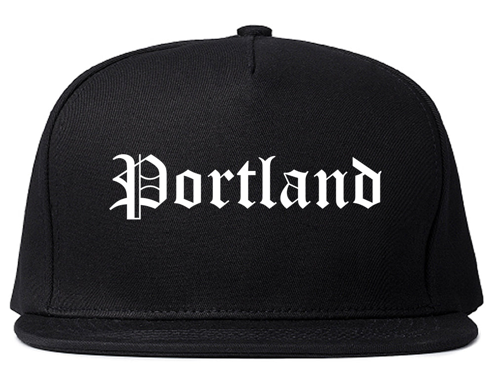 Portland Maine ME Old English Mens Snapback Hat Black