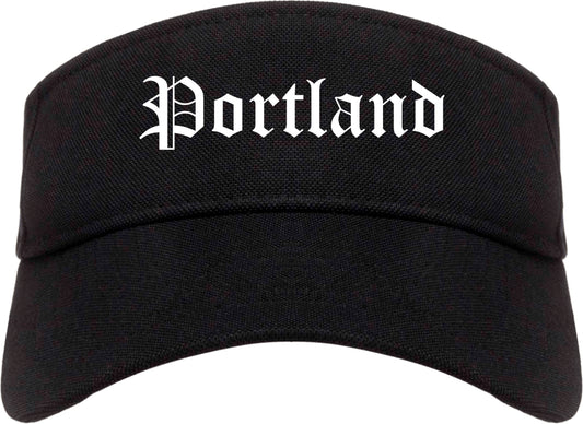 Portland Maine ME Old English Mens Visor Cap Hat Black