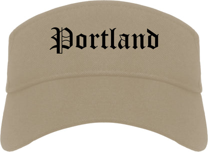Portland Maine ME Old English Mens Visor Cap Hat Khaki