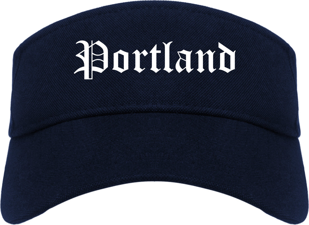 Portland Maine ME Old English Mens Visor Cap Hat Navy Blue