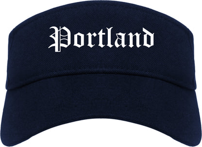 Portland Maine ME Old English Mens Visor Cap Hat Navy Blue