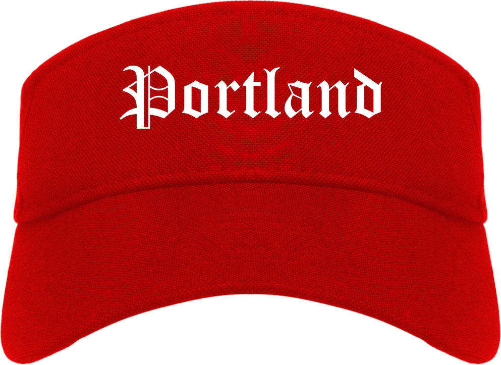 Portland Maine ME Old English Mens Visor Cap Hat Red
