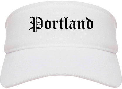 Portland Maine ME Old English Mens Visor Cap Hat White