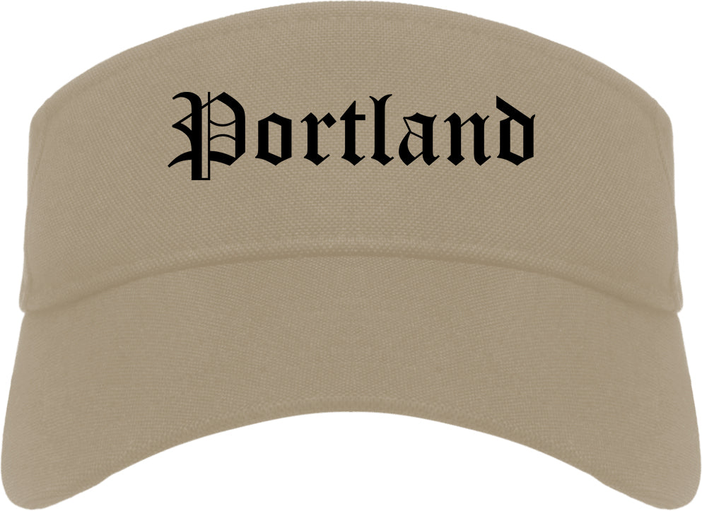 Portland Oregon OR Old English Mens Visor Cap Hat Khaki