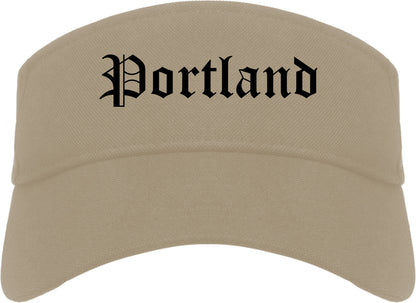 Portland Oregon OR Old English Mens Visor Cap Hat Khaki