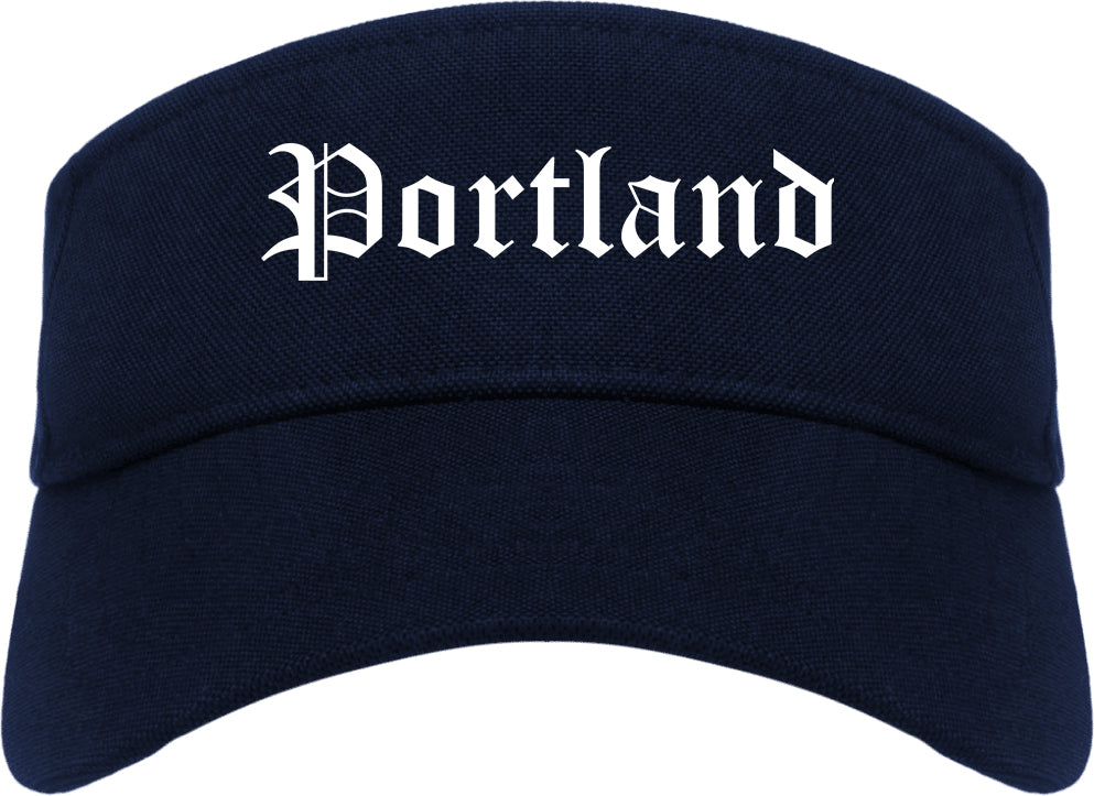 Portland Oregon OR Old English Mens Visor Cap Hat Navy Blue