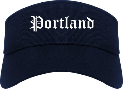 Portland Oregon OR Old English Mens Visor Cap Hat Navy Blue