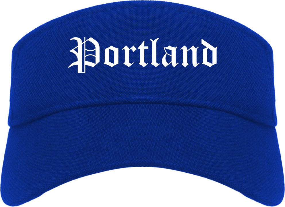 Portland Oregon OR Old English Mens Visor Cap Hat Royal Blue