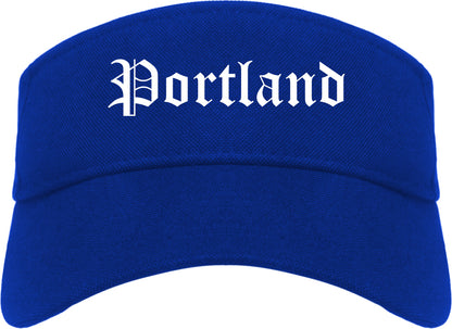 Portland Oregon OR Old English Mens Visor Cap Hat Royal Blue