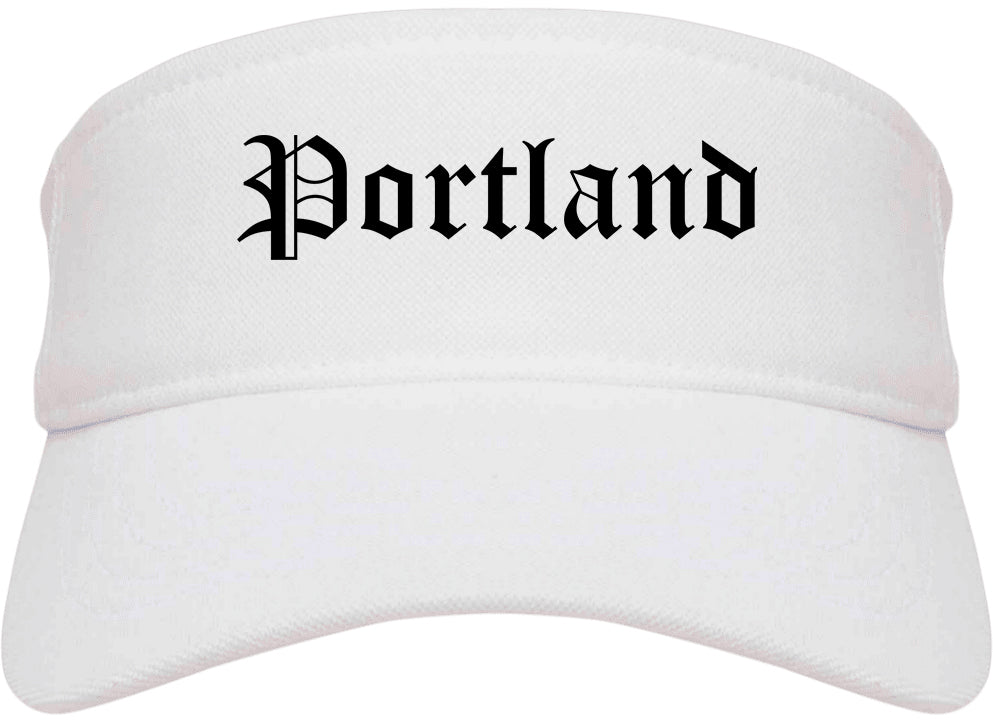 Portland Oregon OR Old English Mens Visor Cap Hat White