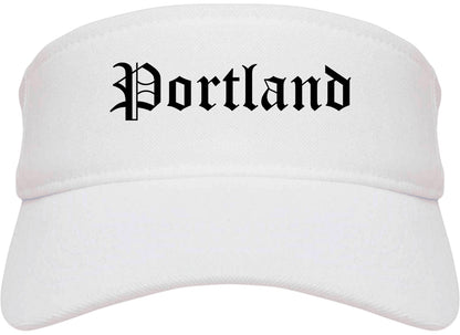 Portland Oregon OR Old English Mens Visor Cap Hat White