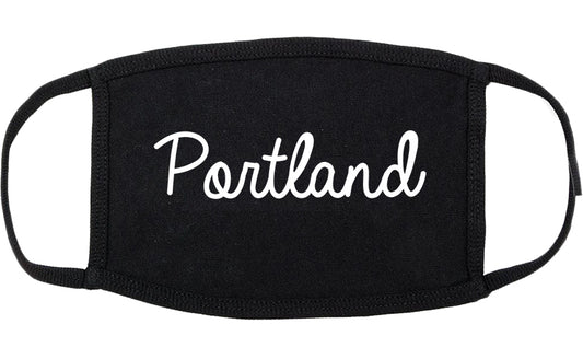 Portland Texas TX Script Cotton Face Mask Black