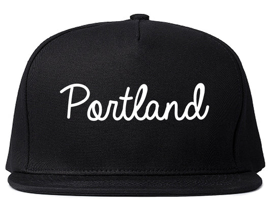 Portland Texas TX Script Mens Snapback Hat Black