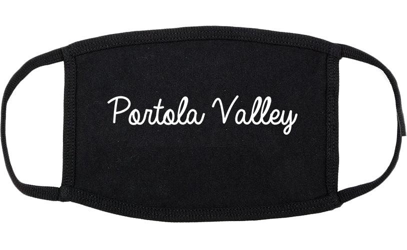 Portola Valley California CA Script Cotton Face Mask Black