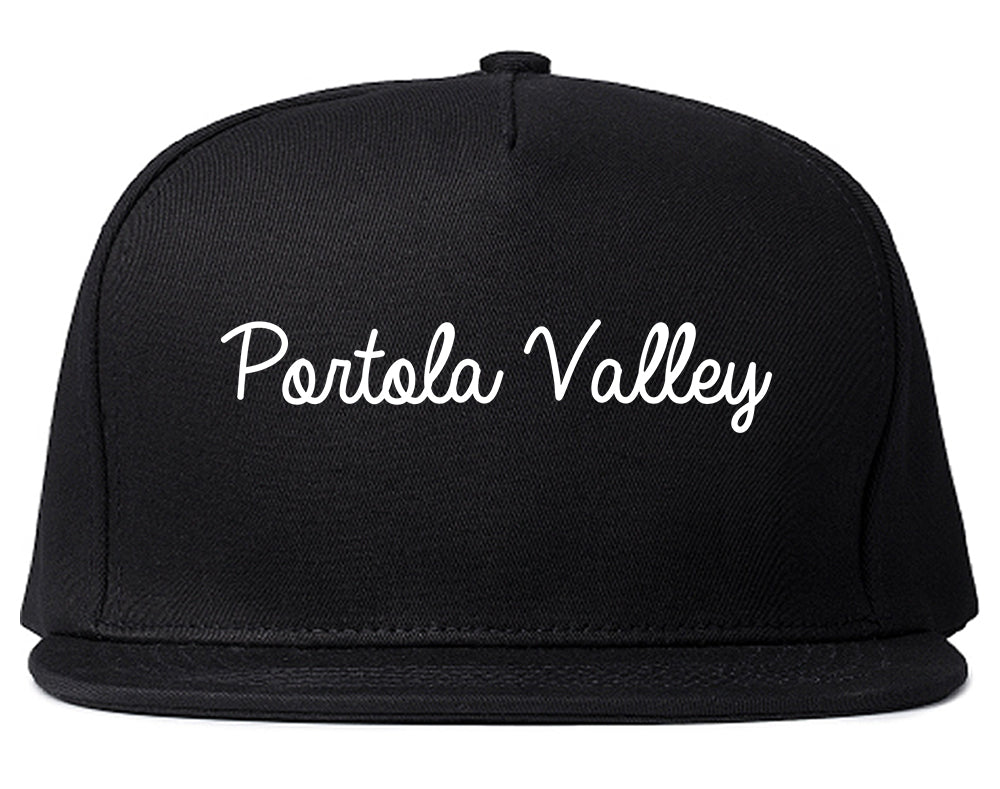Portola Valley California CA Script Mens Snapback Hat Black