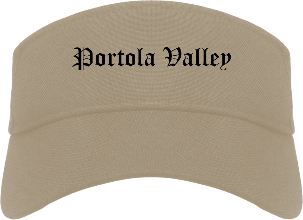 Portola Valley California CA Old English Mens Visor Cap Hat Khaki