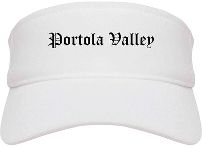 Portola Valley California CA Old English Mens Visor Cap Hat White