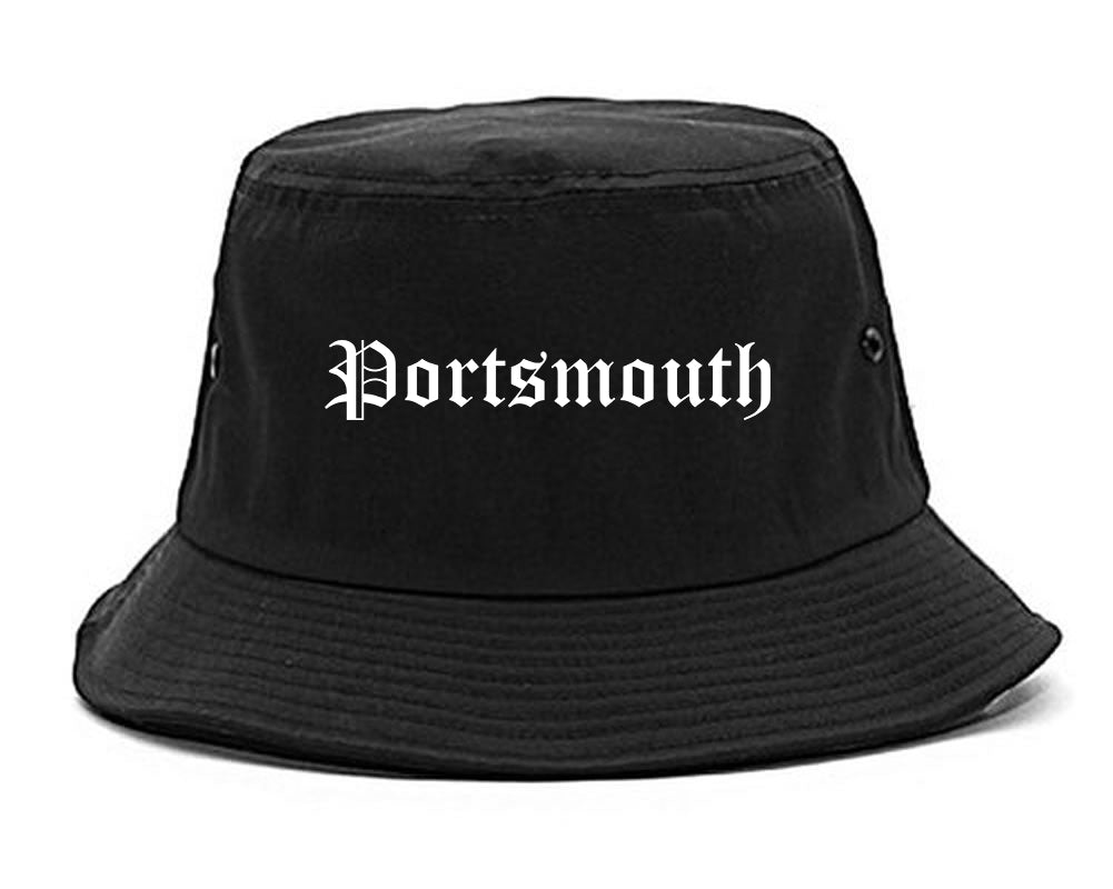 Portsmouth New Hampshire NH Old English Mens Bucket Hat Black