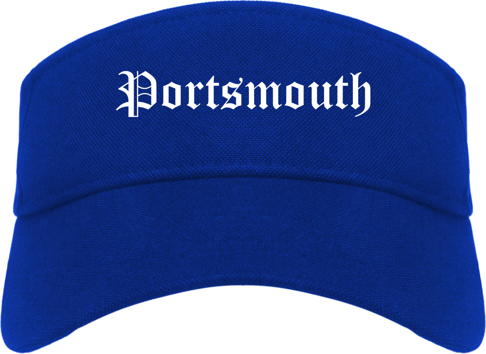 Portsmouth Ohio OH Old English Mens Visor Cap Hat Royal Blue