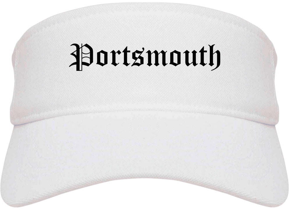 Portsmouth Ohio OH Old English Mens Visor Cap Hat White