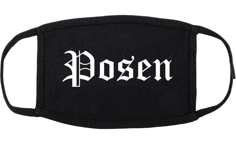 Posen Illinois IL Old English Cotton Face Mask Black