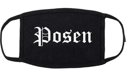 Posen Illinois IL Old English Cotton Face Mask Black