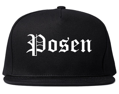 Posen Illinois IL Old English Mens Snapback Hat Black