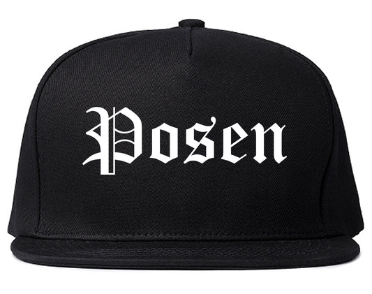 Posen Illinois IL Old English Mens Snapback Hat Black