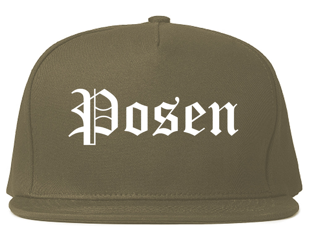 Posen Illinois IL Old English Mens Snapback Hat Grey