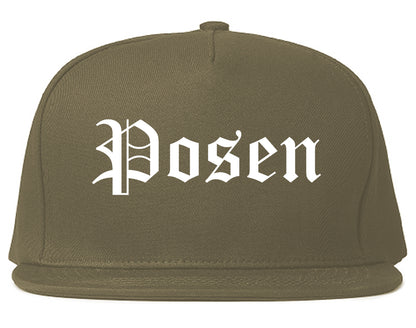 Posen Illinois IL Old English Mens Snapback Hat Grey