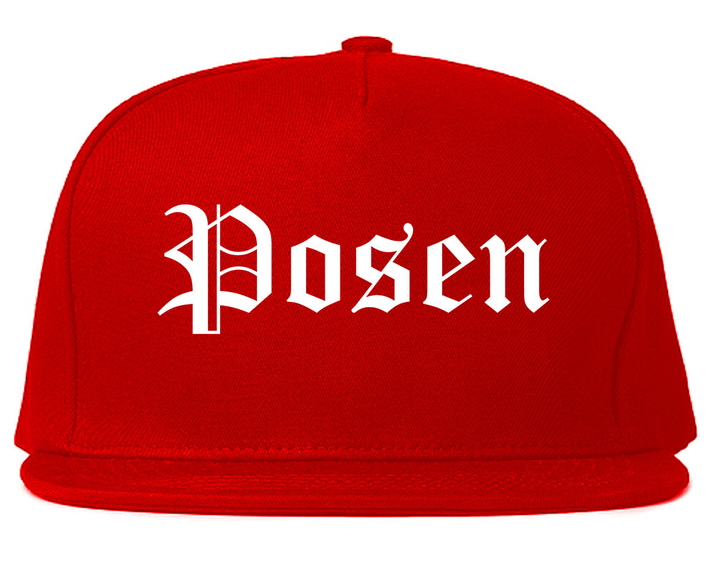 Posen Illinois IL Old English Mens Snapback Hat Red