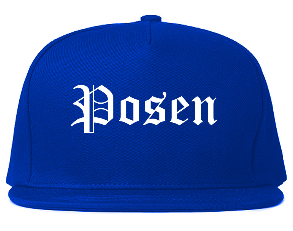 Posen Illinois IL Old English Mens Snapback Hat Royal Blue