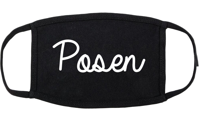Posen Illinois IL Script Cotton Face Mask Black