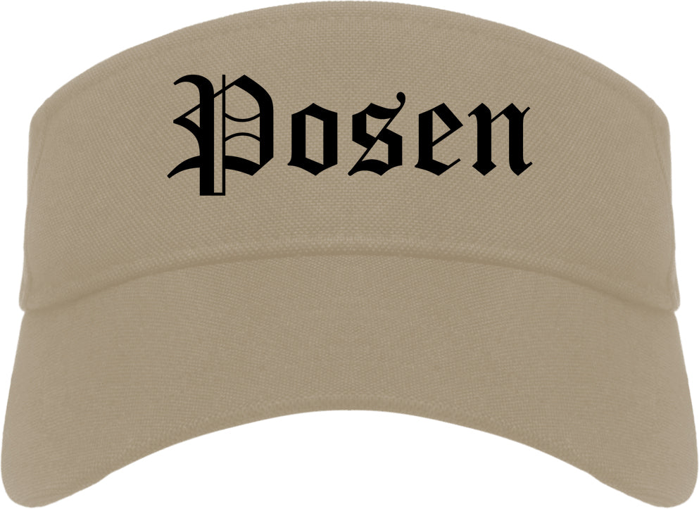 Posen Illinois IL Old English Mens Visor Cap Hat Khaki