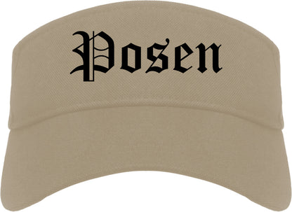 Posen Illinois IL Old English Mens Visor Cap Hat Khaki