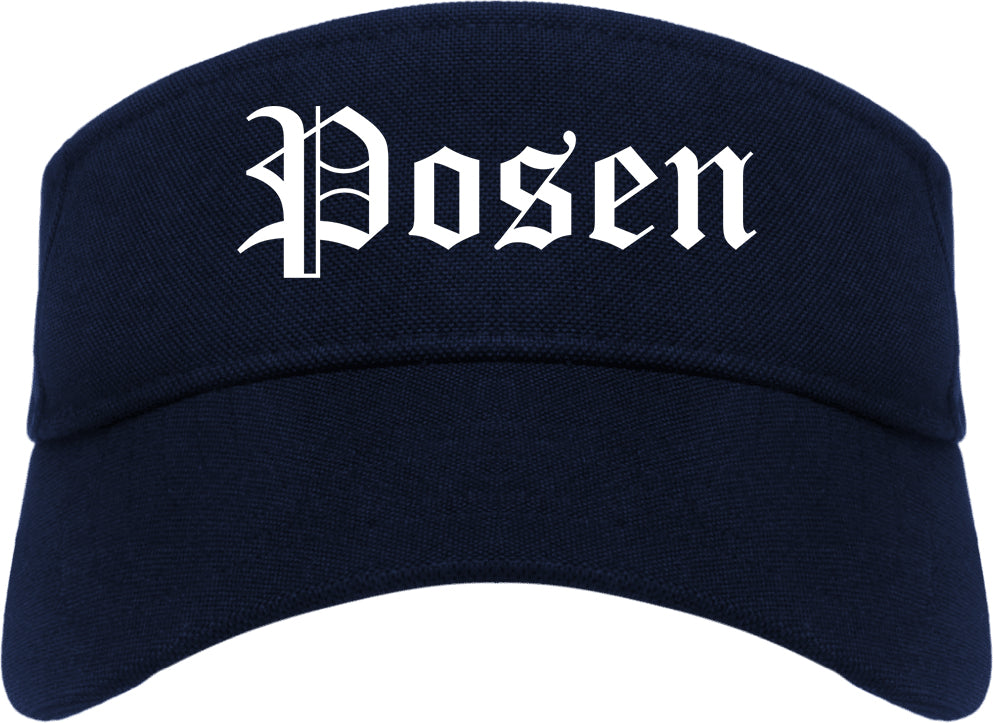 Posen Illinois IL Old English Mens Visor Cap Hat Navy Blue