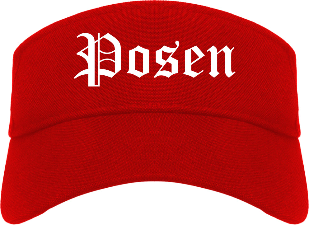 Posen Illinois IL Old English Mens Visor Cap Hat Red