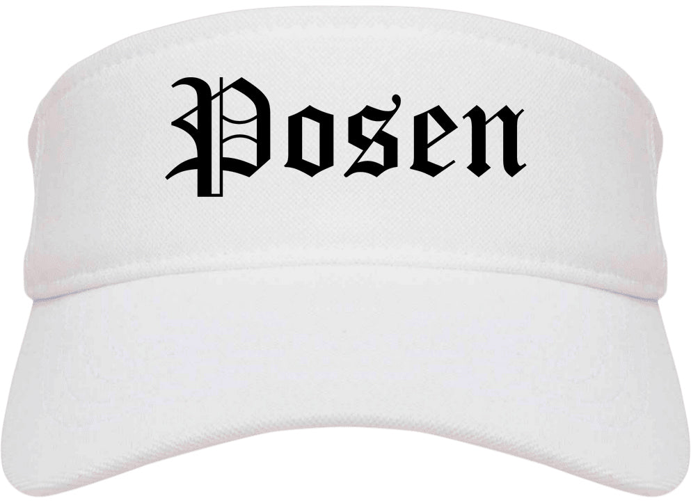 Posen Illinois IL Old English Mens Visor Cap Hat White