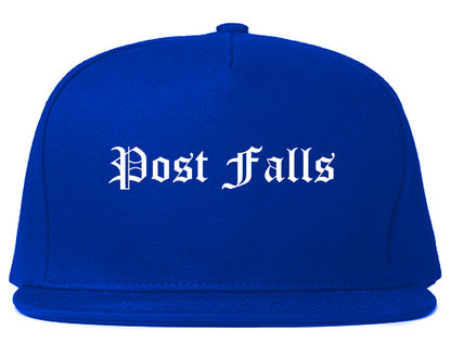 Post Falls Idaho ID Old English Mens Snapback Hat Royal Blue