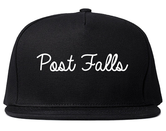 Post Falls Idaho ID Script Mens Snapback Hat Black