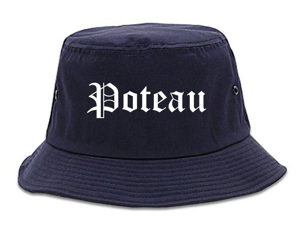 Poteau Oklahoma OK Old English Mens Bucket Hat Navy Blue