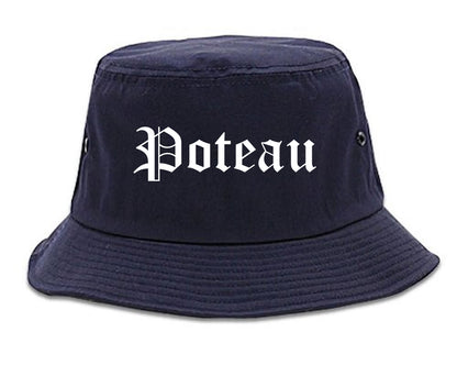 Poteau Oklahoma OK Old English Mens Bucket Hat Navy Blue