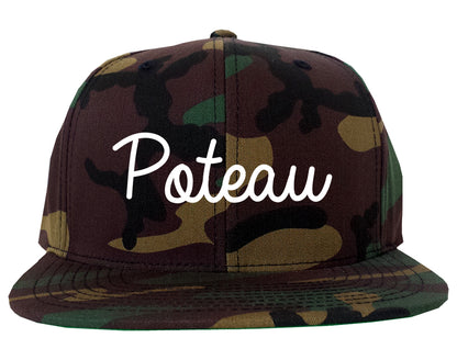 Poteau Oklahoma OK Script Mens Snapback Hat Army Camo