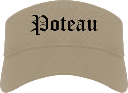 Poteau Oklahoma OK Old English Mens Visor Cap Hat Khaki