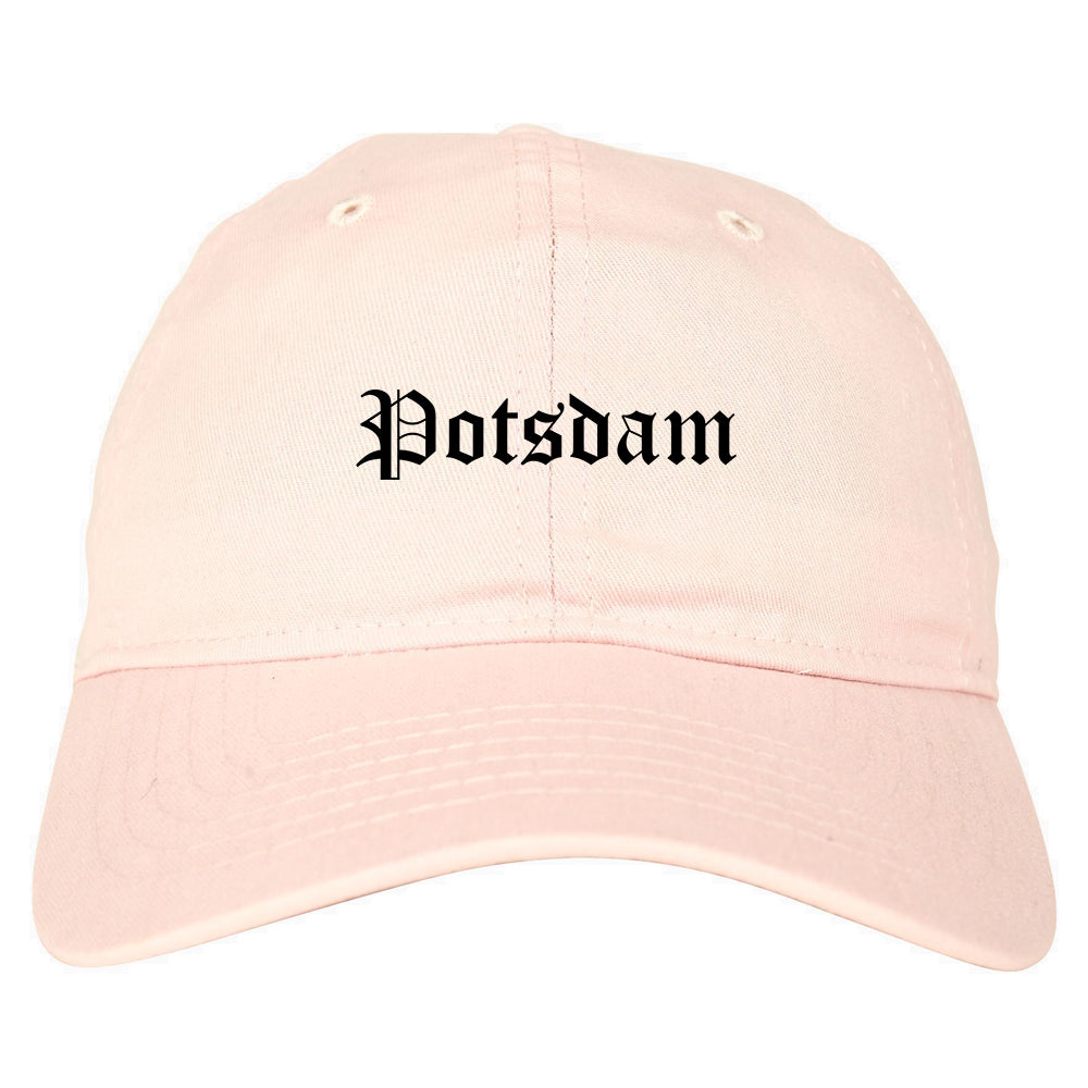 Potsdam New York NY Old English Mens Dad Hat Baseball Cap Pink
