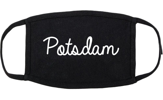 Potsdam New York NY Script Cotton Face Mask Black