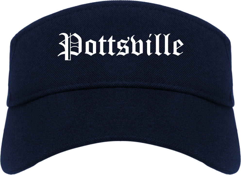Pottsville Pennsylvania PA Old English Mens Visor Cap Hat Navy Blue